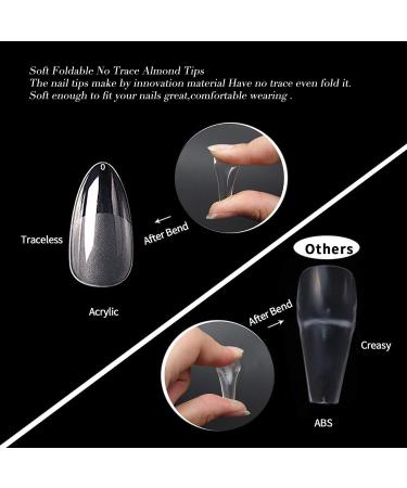 UNA GELLA Soft Gel Almond Oval Nail Tips 216pcs - Full Cover Acrylic False Nails for Nail Extension, DIY Nail Salon - 12 Sizes - Buy Online on GoSupps.com