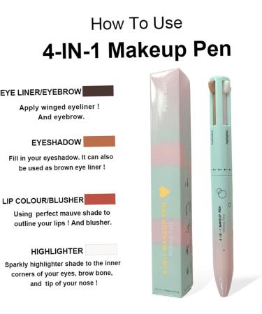 Make Up Pen 4 in 1 Makeup Pen Easy Switch Makeup Pen Includes Eyeliner Eyebrow Lip Liner & Highlighter Long Lasting Portable for Women Outdoor - Buy Online on GoSupps.com