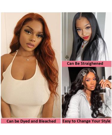 PAPYON 24 Inch Body Wave Lace Front Wig | Pre Plucked 150% Density | Brazilian Virgin Human Hair | Natural Color 13x4 Glueless Frontal Wig with Baby Hair for Women - Buy Online on GoSupps.com