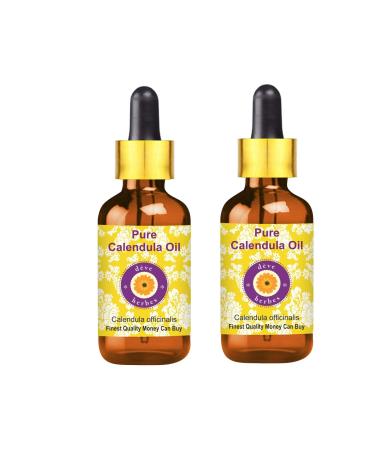 Deve Herbes Pure Calendula Oil Calendula officinalis with Glass Dropper 100 Natural Therapeutic Grade for Personal Care Pack of Two 100ml X 2 66 oz