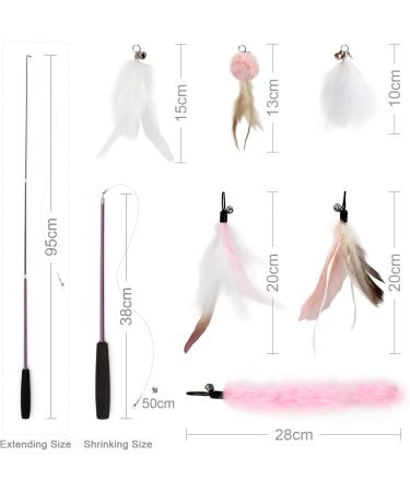 Interactive Cat Toys Set - Songway Retractable Feather Stick with 6 Replacement Springs & Bells - Spring Angel Cat Toy - Perfect for Playtime - Pink - Buy Online on GoSupps.com