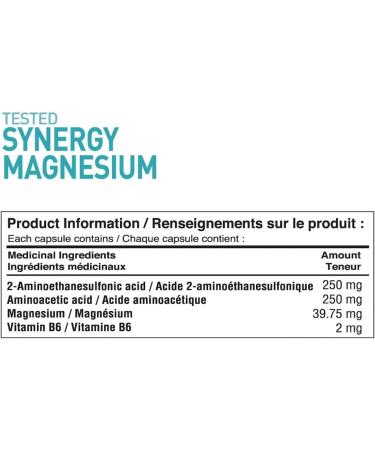 Tested Nutrition Synergy Magnesium Capsules | High Potency & Bioavailable Magnesium & Vitamin B6 | Bone & Teeth Supplement Muscular Function Energy Metabolism (90 Capsules) - Buy Online on GoSupps.com