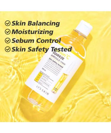 It'S SKIN Lemon C Squeeze Ampoule Toner 500ml - Brightening & Moisturizing AHA Exfoliator with Hyaluronic Acid | Dark Spot Clearing & Sebum Control - International Shipping Available - Buy Online on GoSupps.com