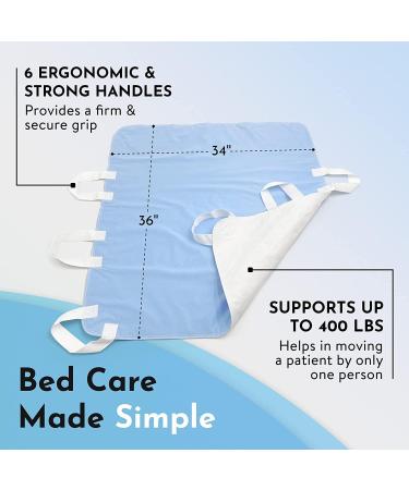 Atcha Ba Positioning Bed Pad with Handles | Incontinence Patient Lift Home Hospital Use | Waterproof Reusable Washable Bed Pads | Durable Comfortable 34x36 Inches Blue (Pack of 2) - Buy Online on GoSupps.com
