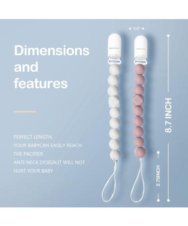 ISEAINNO Silicone Beads Pacifier Clips for Baby Girls & Boys Baby Pacifier Holder Clip Pacifier Strap Pacifier Leash for Baby Shower and Birthday 2 Pack (Pink White) - Buy Online on GoSupps.com
