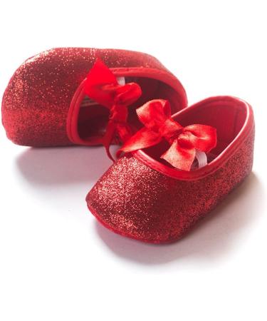 RVROVIC Baby Girl Moccasins | Soft Sole Princess Sparkly Shoes 0-6 Months | Red Infant Prewalker - Buy Online on GoSupps.com