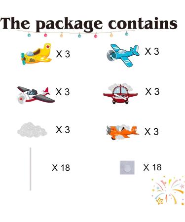 18pcs Airplane Cupcake Toppers for Boys Girls Baby Shower Airplane Happy Birthday Party Decorations Glitter Cloud Travel Themed Time Flies 1st Party Supplies - Buy Online on GoSupps.com