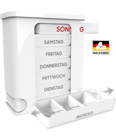 Kerpers 7-Day Tablet Box - Made in Germany | Pill Organizer with 4 Compartments for Morning Noon Evening Night | 2 Pack White Medicine Box for Tablets & Supplements - Buy Online on GoSupps.com