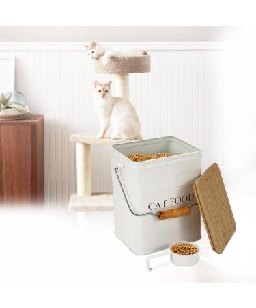 Ctomche Cat Food Container with Airtight Lid and Scoop Metal Vintage Pet Food Container for Cat Pet Treat Bin with Portable Handle Decorative Cat Food Organiser for Kitchen 5-6lbs - Buy Online on GoSupps.com
