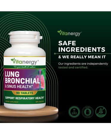 Vitanergy Sinus Lung & Bronchial Health Support | NAC Bromelain Marshmallow Mullein Wild Cherry Ivy | Mucus Allergies Relief | 90 Tablets - Buy Online on GoSupps.com