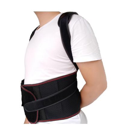 Home correction for men women children back bandage Complete lumbar vertebrae for relieving back pain intervertebral disc ischias scoliosis adjustable support belts (color: black m/medium black