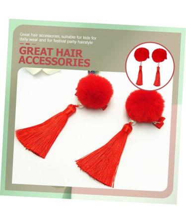 FRCOLOR 6 Pairs Tassel Hair Ball Hair Clip Girl Hair Accessories Kids Hair Accessories Barrettes for Baby Girls Flower Hair Barrettes The Flowers Girl Child Red Headgear Artificial Fur - Buy Online on GoSupps.com