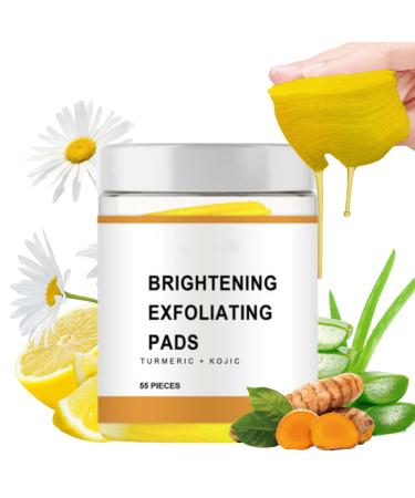 Turmeric Kojic Acid Cleansing Pads - Face Pads - Gentle Face Exfoliator Pad with Salicylic Acid - Reduce Acne Face Wipes - Toner Pads Shrink Pores Fade Dark Spot (55 pieces (1 Box)) 55 pieces ( 1 Box)