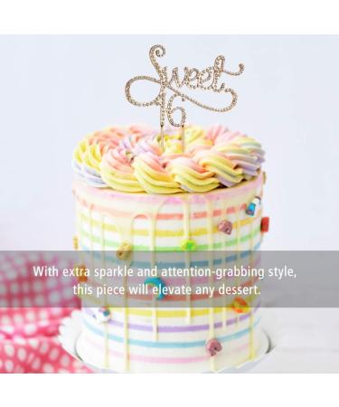 NUOBESTY Sweet 16 Cake Topper - 16th Birthday Cake Topper - Gold Glitter - Sweet Sixteen Birthday Party Decorations - Buy Online on GoSupps.com