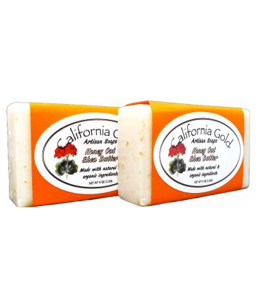 California Gold Artisan Soaps Honey Oat Shea Butter Bar Soap-Natural and Organic made with Coconut and Sunflower Oils 2-4 oz. bars (8oz. Total)