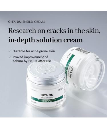 CITA DU Shield Cream - Daily Face Moisturizer for Oily & Acne-Prone Skin with Glycerin Niacinamide & Hyaluronic Acid | 70g (2.47oz) - Shop Internationally - Buy Online on GoSupps.com