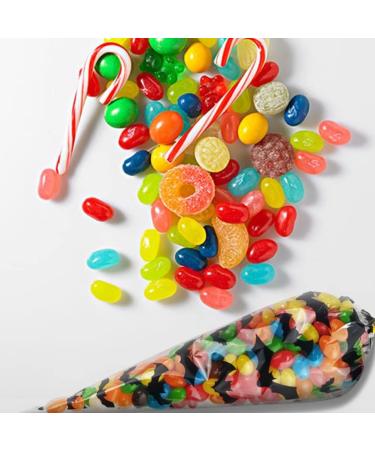 VDL Pack of 100 Halloween Sweet Cones 17x33cm Bat Themed Clear Treat Bags with Twist Ties - Buy Online on GoSupps.com