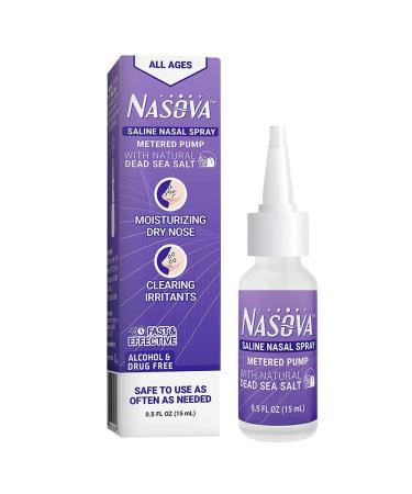 Nasova Saline Spray with Natural Dead Sea Salt - Moisturizing Cooling Spray for Nasal Dryness Relief Clear Nasal Passages from Allergens Dust and Irritants (0.5 Ounce) 15ml 0.5 Fl Oz (Pack of 1) Adult