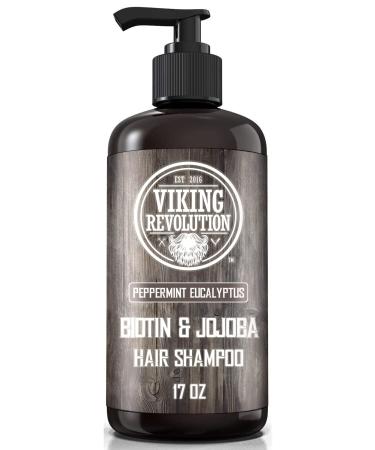 Viking Revolution Biotin Men's Shampoo & Conditioner Set - Eucalyptus & Peppermint with Jojoba & Mint Oil - 17 Fl Oz (Pack of 2) - Buy Online on GoSupps.com