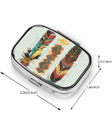 Buy Bohemian Feather Small Pill Case - 2 Compartment Travel Organizer & Cute Pill Box for Purse - Perfect Gift - Buy Online on GoSupps.com