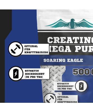 Creatin Megapure 500g - High-Dosed Vegan Creatine Monohydrate Powder | 3.4G Per Serving No Additives International Shipping - Buy Online on GoSupps.com