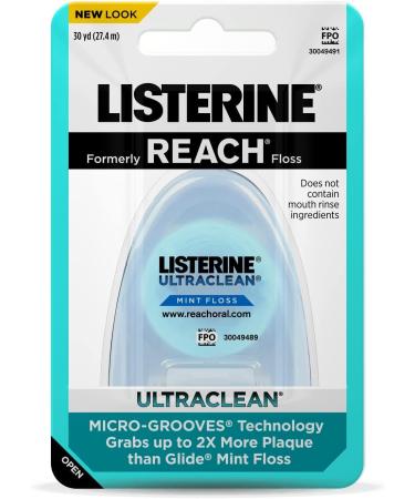 Listerine Ultraclean Waxed Mint Dental Floss - 30 Yards | Plaque Removal & Gum Protection | Shred-Resistant for Thorough Cleaning - Buy Online on GoSupps.com