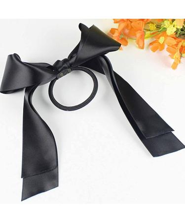 Inilbran Boho Silk Hair Bow Rope Scrunchies Black Silky Hair Band Hair Ties Vintage Elastic Hair Bands Ropes French Bowknot Ponytail Scrunchy Hair Ties Hair Accessories for Women and Girls Headdress - Buy Online on GoSupps.com