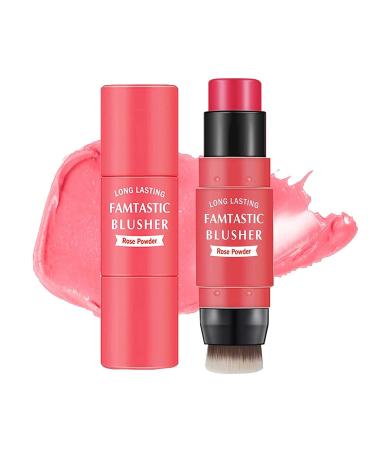 Cream Blush Stick Matte Creamy Blusher Makeup Glow Blushing Rose Pink Makeup Brighten Illuminating Cream 3-in-1 Professional Face Blusher Make Up Highlight & Sculpt for Cheeks Lips Eyeshadow Rose Pink 8.00 g (Pack of 1)
