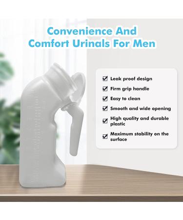 UNLICON 1000ml Portable Male Urinals for Elderly Men - Pack of 2 | Spill Proof Urine Bottles with Lid for Car Travel & Incontinence - Buy Online on GoSupps.com