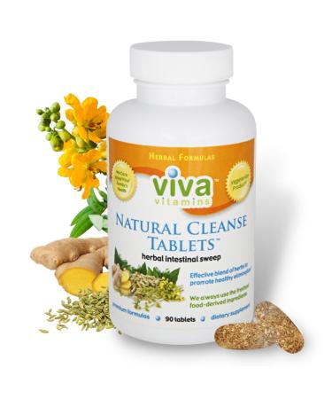 Viva Vitamins Natural Cleanse Tablets - Herbal Intestinal Sweep - Laxative for Colon Cleanse - Colon Broom Supplement - Bloating Relief Tablets - 90 tab