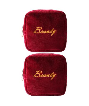 Lurrose 2st make-up bag plush cosmetics pocket cultural bag Clear cosmetic bag mini-money exchange organizer travel cosmetics bag travel coin bag aunt towel picture 4x2stk 13*13*4cmx2pcs
