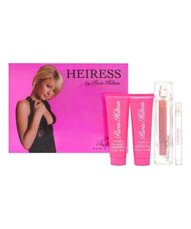 Heiress by Paris Hilton for Women 4 Piece Set Includes: 3.4 oz Eau de Parfum Spray + 0.34 Eau de Parfum Spray + 3.0 oz Body Lotion + 3.0 oz Bath & Shower Gel