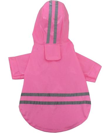 Outdoor Puppy Pet Rain Coat with Hood Waterproof Jackets PU Reflective Raincoat for Dogs Cats Apparel Clothes XL Pink - Buy Online on GoSupps.com