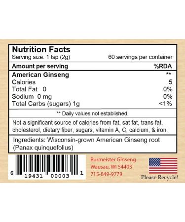 Burmeister Ginseng Instant American Ginseng Root Powder - Panax Powder - 100% Pure American Ginseng Powder, 4.2 oz (120g), 60 Servings, Non-GMO, Additives Free 16 Ounce (Pack of 1) - Buy Online on GoSupps.com