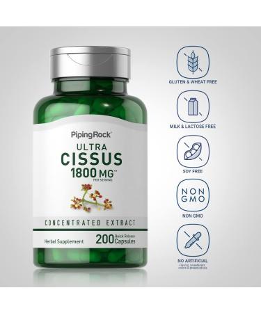 Piping Rock Cissus Quadrangularis Supplement 1800mg | 200 Capsules | Ultra Concentrated Herbal Extract | Non-GMO Gluten Free - Buy Online on GoSupps.com
