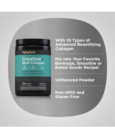 Piping Rock Creatine Monohydrate Powder | with Collagen and L-Taurine | 10 oz | Unflavored | for Women and Men | Non-GMO Gluten Free - Buy Online on GoSupps.com