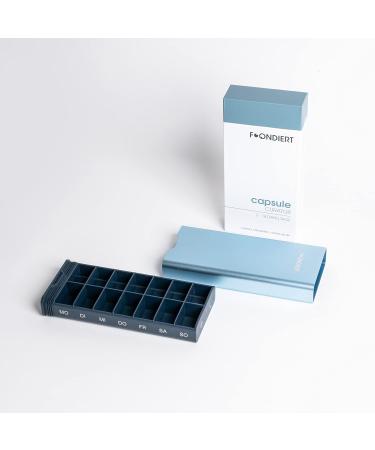 Foond Design Tablets Organizer - High-Quality Aluminum Pill Case for 7-14 Days BPA Free Metallic Blue - Buy Online on GoSupps.com
