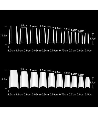 Newan 500 Pieces Nail Tips - Acrylic French Nail Tips Set with 10 Sizes Transparent Cover - Perfect for DIY Manicure Nail Studios & Dancers - Buy Online on GoSupps.com