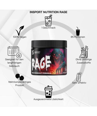Insport Nutrition Rage Pump ProWorkout & Training Booster - Citrulline Beta-Alanine L-Arginine & Caffeine - 300g Orange Powder | 85 Portions - Buy Online Internationally - Buy Online on GoSupps.com