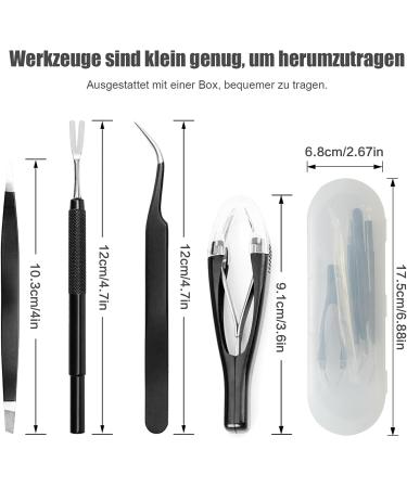 MEISO 4-Piece Stainless Steel Tick Remover Set | Black Tick Tweezers & Hooks for Humans Dogs Cats | Includes Storage Box | International Shipping Available - Buy Online on GoSupps.com