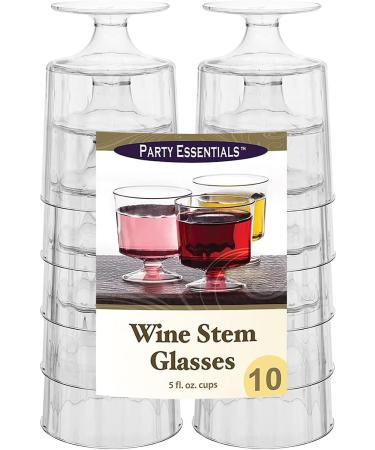 Party Essentials Plastic 5 oz Wine Glasses - 10-Count Clear Stemware - Buy Online on GoSupps.com