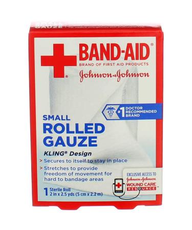 (2 Pack) Johnson & Johnson Red Cross First Aid Rolled Gauze 2" - Each