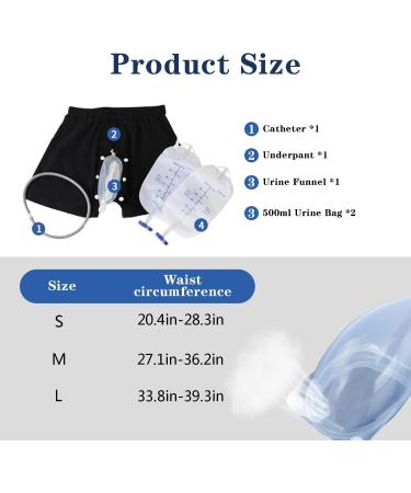 Buy Male Urine Bag Underpants | Portable Pee Catheter Holder for Incontinence - Size M (Waist 27.1in-36.2in - Buy Online on GoSupps.com