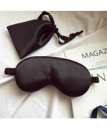 Satin Silk Sleeping Eye Mask with Double-Layer Filling and Elastic Strap - Black - Buy Online on GoSupps.com