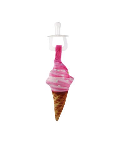 Pacifier Holder - Pacifier with Detachable Plush Toy - Ice Cream Cone Stuffed Toy Pacifier   BPA Free Baby Pacifier with a Soothing Toy - Easy to Grab - Soft Binky Holder Suitable for All Ages (Pink)