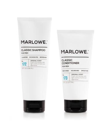 MARLOWE. Classic Mens Shampoo and Conditioner Set  Clarifies  Invigorates and Refreshes Hair with Moisturizing Argan Oil & Coconut Oil  All Hair Types