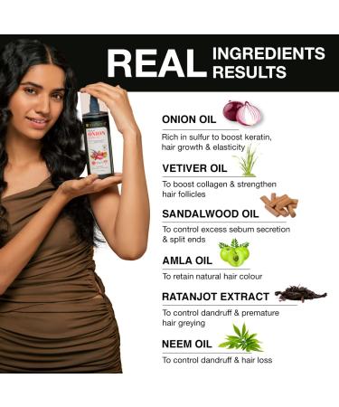 Soulflower Onion Hair Oil with Amla, Ashwagandha & Sandalwood - 100% Pure, Cold Pressed, Non-Greasy, 220 ml - Buy Online on GoSupps.com