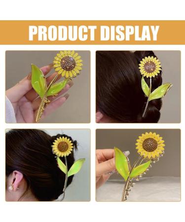 Healeved Sunflower Hair Claw Clip Non-Slip Hair Styling Claw Clips Flower Shaped Claw Clips for Women Girls Thin and Thick Hair - Buy Online on GoSupps.com