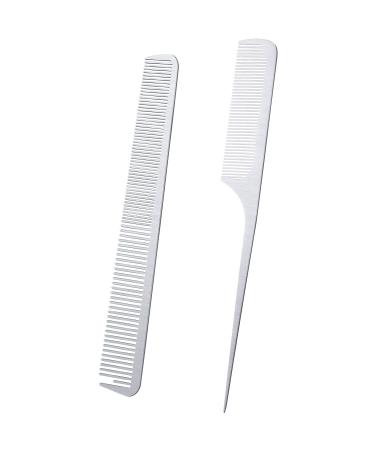 2 Pieces Metal Tail Combs Silver Rat Tail Hair Combs Fine Cutting Comb Teasing Pintail Barber Comb Stainless Steel Hair Styling Cutting Comb (Rat Tail and Fine Cutting Comb) - Buy Online on GoSupps.com