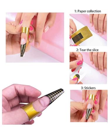 Manicure Tools Set - 500 Crystal Nail Art Extensions & Golden Horses Paper Holders | 60x35mm | International Shipping - Buy Online on GoSupps.com